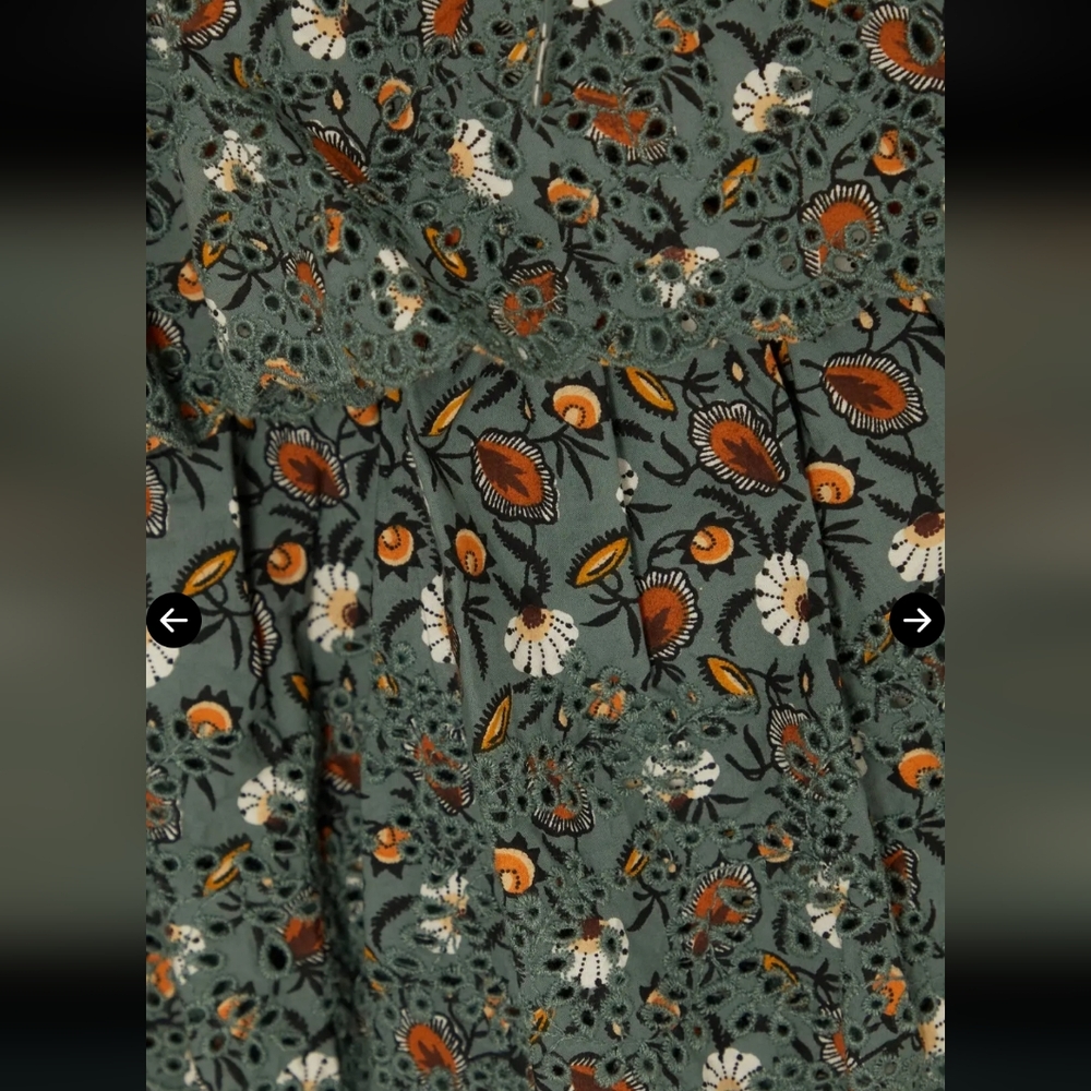 Ullaa Johnson Odile raffled Floral broderie anglaise cotton Poplin midi dressSz8 - Picture 4 of 12